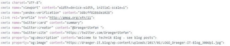 Meta-Daten zu meinem Blog