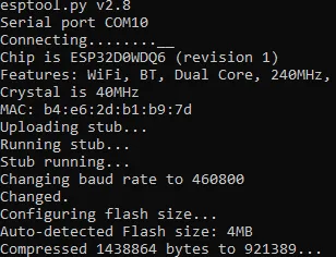 ESP32, flash mit esptool.py