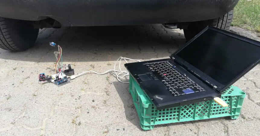 Aufbau der Schaltung zum messen der Gase am Auspuff