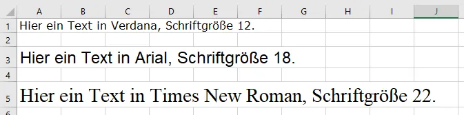 Texte mit individueller Schriftart und Größe
