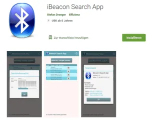 Google PlayStore Eintrag der Android App - "iBeacon Search App"