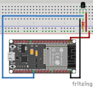 Schaltung - digitaler Temperatursensor DS18B20 am ESP32