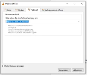 VLC Player - Netzwerk Stream öffnen