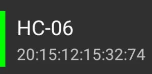 gekoppeltes Modul HC-06 in der Liste der verfügbaren Geräte