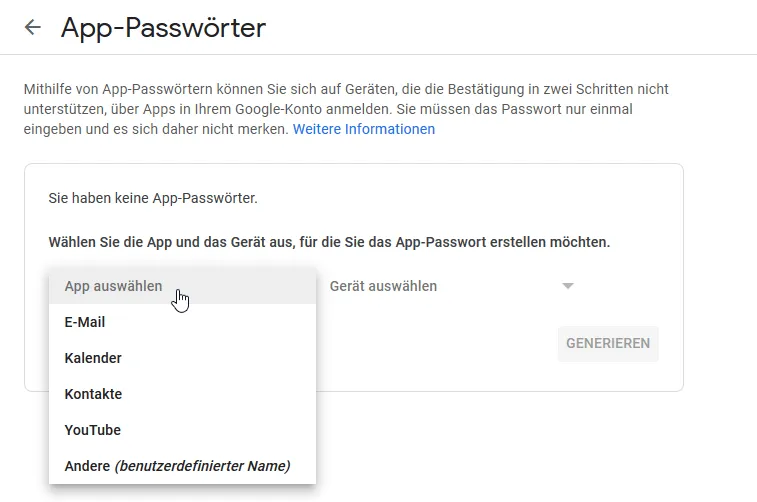 wählen eines App Namens