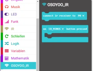 MakeCode - Bibliothek für den IR Remote Receiver