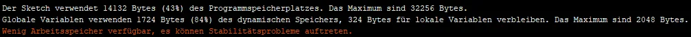 Speicherbelegung - Sketch mit U8g2 Bibliothek