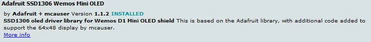 Bibliothek - Adafruit SSD1306 Wemos Mini OLED