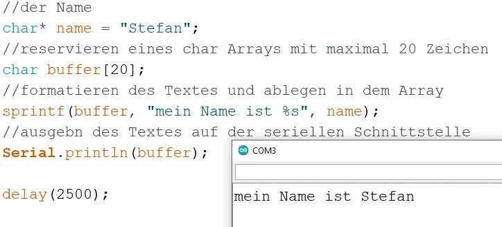 Ausgabe eines formatierten Strings mit sprintf