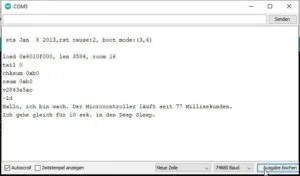 Ausgabe des Textes vom ESP8266