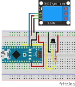 Schaltung - 1 Kanal Relaismodul mit Temperatursensor DS18B20