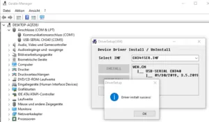 Installation des Treibers für den Chip CH341 / CH340G