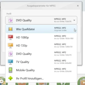 Profile für das rippen einer DVD mit Freemake Video Converter