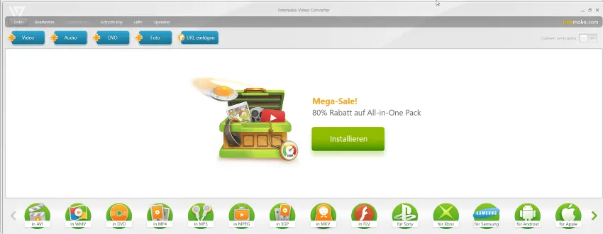 Hauptfenster der Software