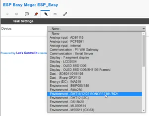 ESP Easy Auswahl der Sensors
