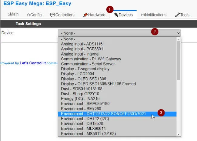 ESP Easy - einrichten eines DHT11 Sensors