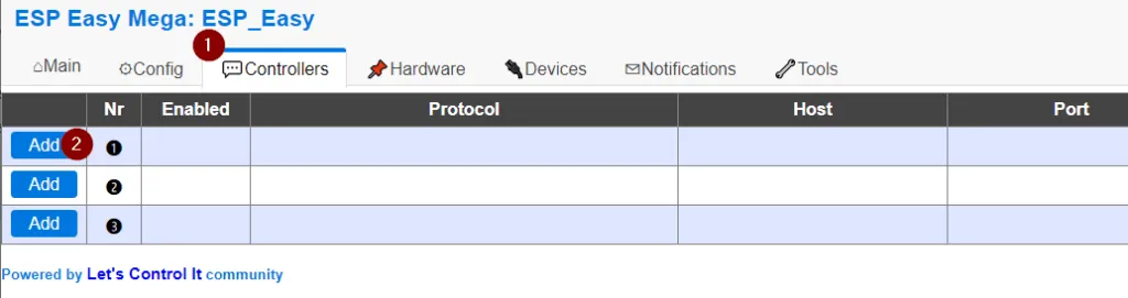 ESP Easy - Controller hinzufügen