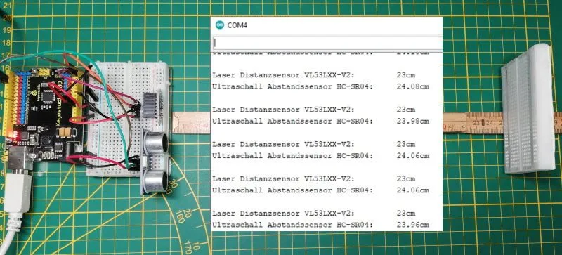 Vergleich der beiden Sensoren bei einem Abstand von 25cm