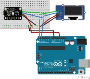Aufbau der Schaltung - Sensor BME680 mit OLED Display am Arduino UNO