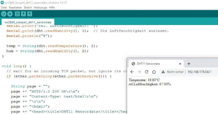 Beispiel - Sensordaten des DHT11 im Browser darstellen