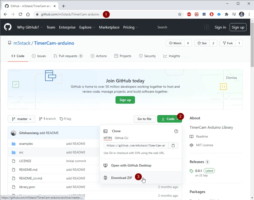 TimerCAM Lib im GitHub Repo von M5Stack
