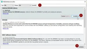 installieren der Adafruit Bibliothek für den Sensor BME680