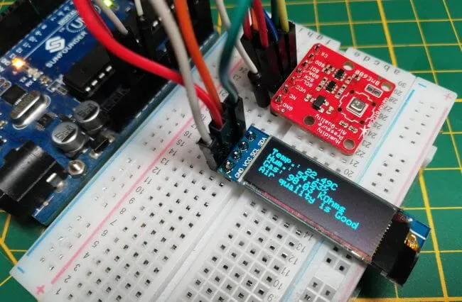 Schaltung - Sensor BME680 & OLED Display am Arduino UNO