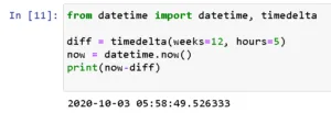 Python3 - Zeitdifferenz mit timedelta