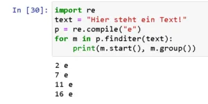 Python3 - finde alle Zeichen inkl. Position in einem String
