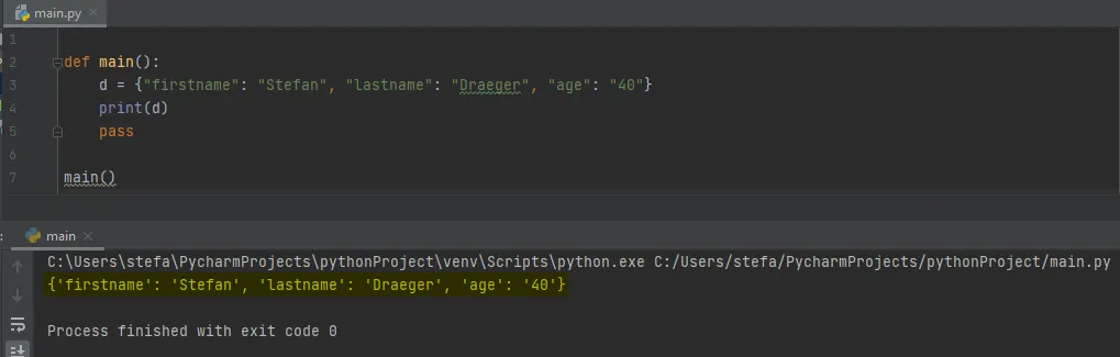 Python3 , erzeugen eines Dictionarys