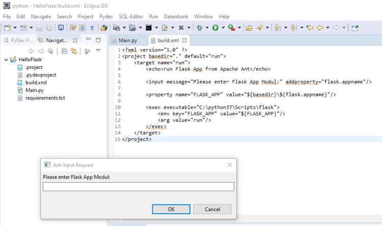 Ant Skript für Flask
