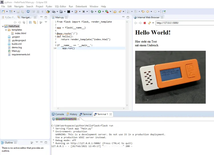 ausliefern einer HTML Datei mit Python Flask (Templating)
