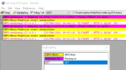 Python Flask logging