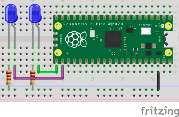Raspberry PI Pico - Wechselblinken zweier LEDs