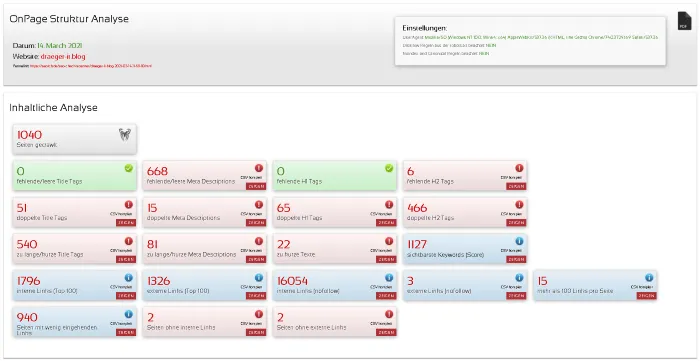 SEORCH analyse der Seite 