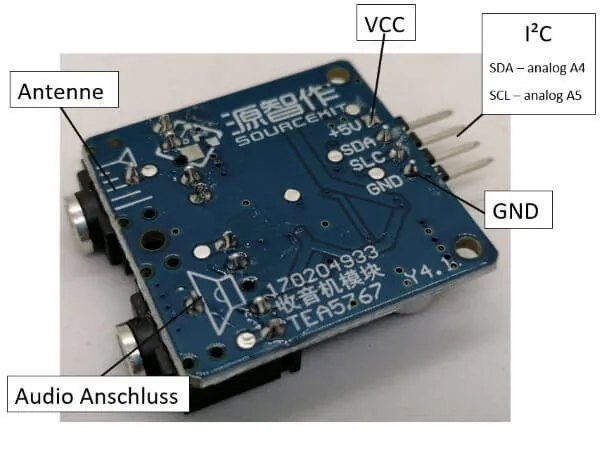Pinout des FM Stereo Moduls TEA5767 für den Arduino Pinout des FM Stereo Moduls TEA5767 für den Arduino