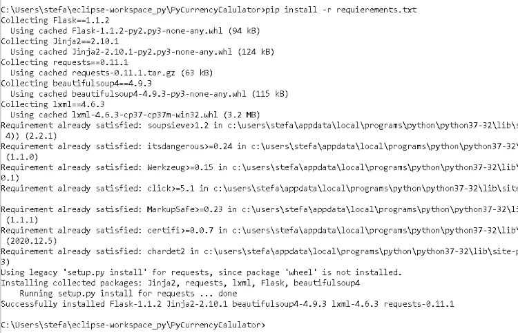 installieren der benötigten Module mit pip