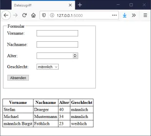 Python Flask - speichern & anzeigen von Daten aus einer CSV Datei
