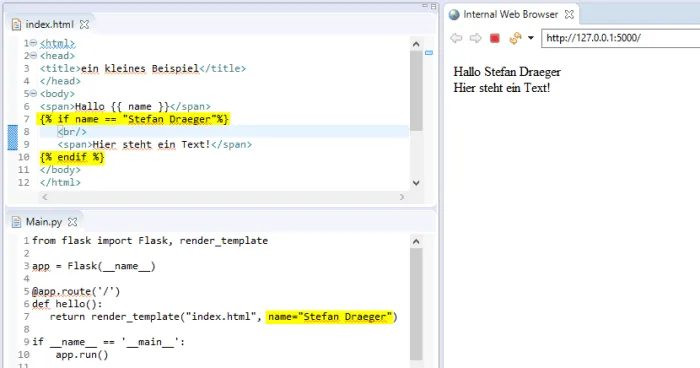 verarbeiten von Parameter mit Kontrollstrukturen in Jinja2