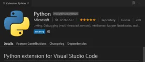 Python Erweiterung für Visual Studio Code