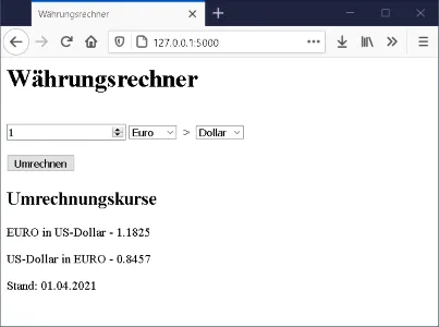 Version 2 des Währungsrechners mit Daten vom deutschen Zoll