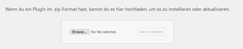 Uploadfeld für ein Plugin in WordPress