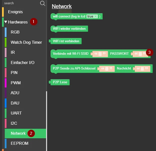 Einrichten der WiFi Verbindung - Schritt 1