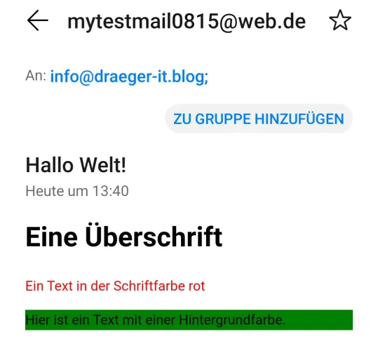 E-Mail mit HTML Content