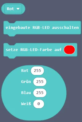 Blöcke in MAKECODE zum steuern der LED