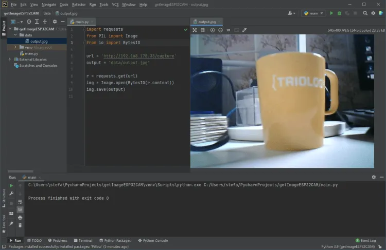 Abrufen eines Standbildes von der ESP32 CAM mit Python