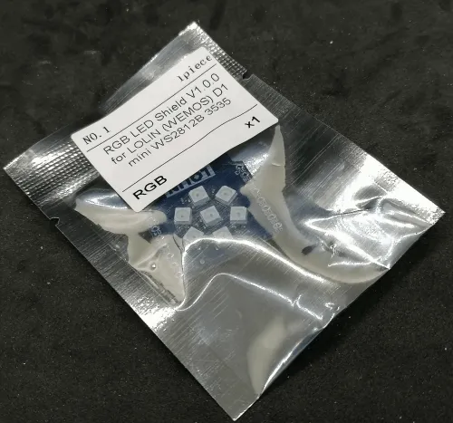 Verpackung des RGB LED Shields für den Lolin D1 mini