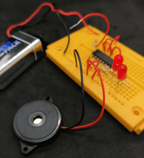 Aufbau Schaltung CMOS 40106BE - Tag 10 mit Piezolautsprecher