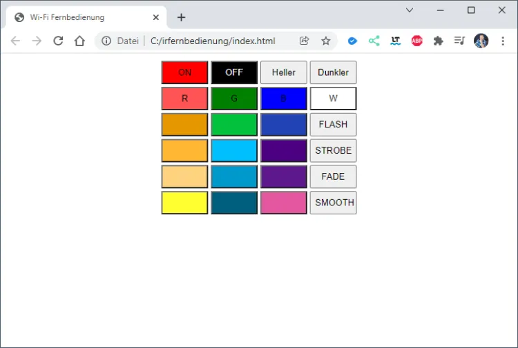 einfache HTML IR-Fernbedienung