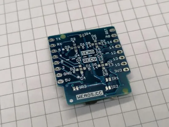 Rückseite - IR Controller Shield für Lolin D1 Mini